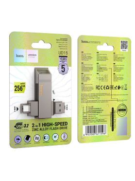 Hoco UD15 256GB USB 3.2 Stick με σύνδεση USB-A & USB-C Μαύρο