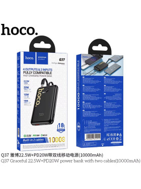 Hoco Q37 Power Bank 10000mAh 22.5W με Θύρα USB-A και Θύρα USB-C Power Delivery Μαύρο