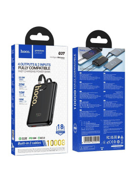 Hoco Q37 Power Bank 10000mAh 22.5W με Θύρα USB-A και Θύρα USB-C Power Delivery Μαύρο