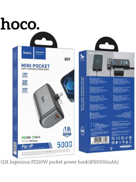 Hoco Q31 Lightning Power Bank 5000mAh Γκρι