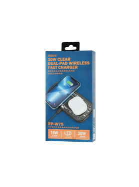 Remax Ασύρματος Φορτιστής (Qi Pad) 15W Μαύρος (RP-W75)
