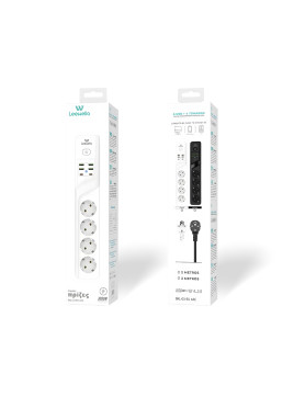 Leewello Πολύπριζο με 4 USB-A και 2 USB-C Κωδικός: 783071-Λευκό