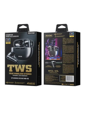 WK WS-15 In-ear Bluetooth Handsfree Ακουστικά με Θήκη Φόρτισης Μαύρα