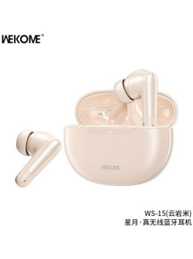 WK WS-15 In-ear Bluetooth Handsfree Ακουστικά με Θήκη Φόρτισης Μπεζ