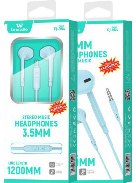 Leewello EJ-064 Earbuds Handsfree με Βύσμα 3.5mm Μπλε