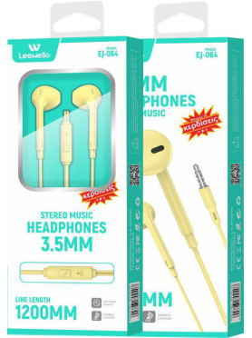 Leewello EJ-064 Earbuds Handsfree με Βύσμα 3.5mm Κίτρινο