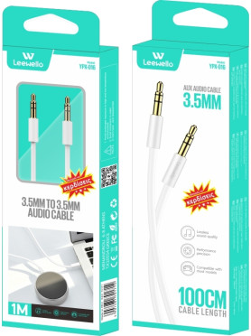 Leewello Καλώδιο Ήχου 3.5mm male - 3.5mm male Λευκό 1m YPX-016