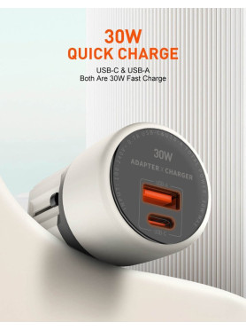 Ldnio Φορτιστής Χωρίς Καλώδιο με Θύρα USB-A και Θύρα USB-C 30W Power Delivery Γκρι (Q2319)