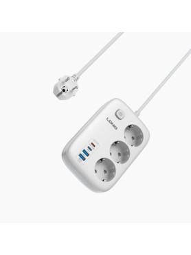 Ldnio Πολύπριζο Aσφαλείας 3 Θέσεων με USB-A, Διακόπτη και Καλώδιο 2m