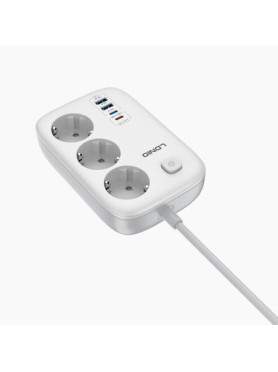 Ldnio Πολύπριζο Aσφαλείας 3 Θέσεων με USB-A, Διακόπτη και Καλώδιο 2m