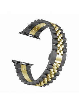 Leewello Λουράκι Ανοξείδωτο Ατσάλι Black/Gold (Apple Watch 44/45/46mm/Ultra 49mm)
