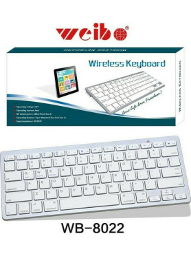 Weibo WB-8022 Ασύρματο Bluetooth Πληκτρολόγιο Αγγλικό US Λευκό