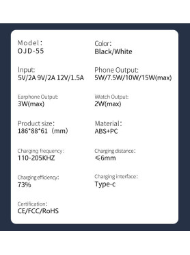 Atito Ασύρματος Φορτιστής (Qi Pad) 5W Μαύρος (Atito OJD55)
