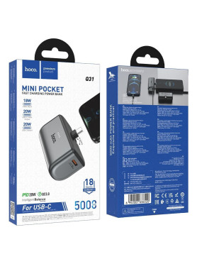 Hoco Q31 USB-C Power Bank 5000mAh Γκρι