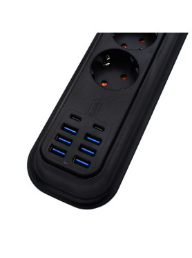 Moxom MX-ST05 Πολύπριζο 4 Θέσεων με 6 USB-A, 2 USB-C και Καλώδιο 2m Κωδικός: 31008KLH50BK