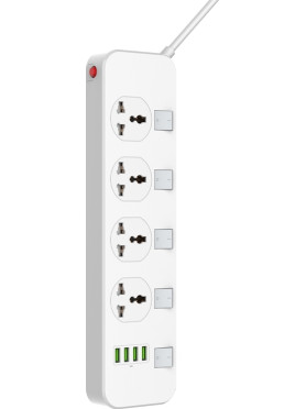 Ldnio Πολύπριζο Aσφαλείας 4 Θέσεων με 4 USB-A, Διακόπτη και Καλώδιο 2m Κωδικός: SC4408