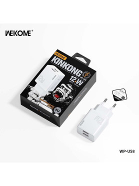 WK Φορτιστής Χωρίς Καλώδιο με 2 Θύρες USB-A 12W Λευκός (WP-U58)