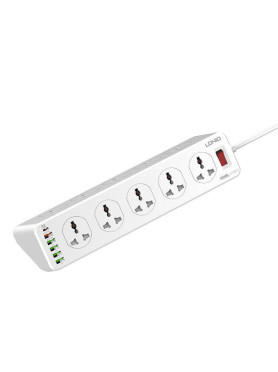 Ldnio Πολύπριζο 10 Θέσεων με 5 USB-A, 1 USB-C, Διακόπτη και Καλώδιο 2m Αγγλίας (Type G) Κωδικός: SC10610