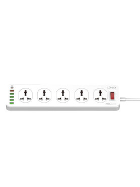 Ldnio Πολύπριζο 10 Θέσεων με 5 USB-A, 1 USB-C, Διακόπτη και Καλώδιο 2m Αγγλίας (Type G) Κωδικός: SC10610