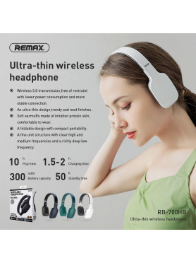 Remax RB-700HB Ασύρματα Bluetooth On Ear Ακουστικά με 10 ώρες Λειτουργίας Μαύρα / Γκρι
