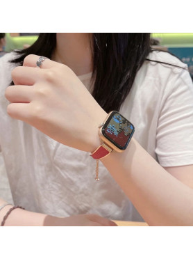 Leewello LW-373 Λουράκι Ανοξείδωτο Ατσάλι Gold/Red (Apple Watch 44/45/46mm/Ultra 49mm)