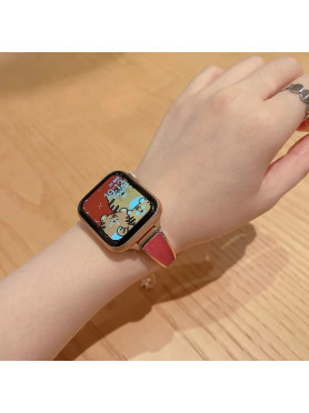 Leewello LW-373 Λουράκι Ανοξείδωτο Ατσάλι Gold/Red (Apple Watch 44/45/46mm/Ultra 49mm)