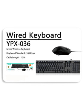 Leewello YPX-036 Σετ Πληκτρολόγιο & Ποντίκι Ελληνικό Γκρι