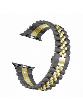 Leewello LW-374 Λουράκι Ανοξείδωτο Ατσάλι Black+Gold (Apple Watch 38/40/41/42mm)