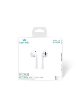 Leewello WP-421 In-ear Bluetooth Handsfree Ακουστικά με Θήκη Φόρτισης Λευκά