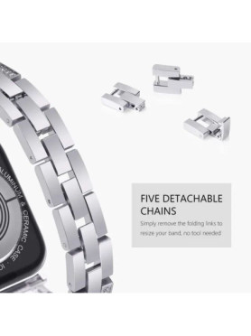 Leewello LW-380 Λουράκι Ανοξείδωτο Ατσάλι Ασημί (Apple Watch 38/40/41/42mm)