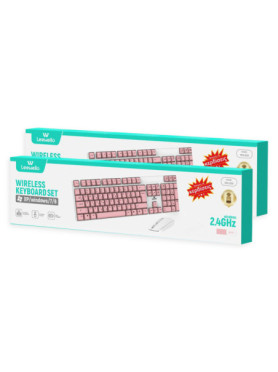 Leewello YPX-035 Ασύρματο Σετ Πληκτρολόγιο &amp; Ποντίκι Ελληνικό Ροζ