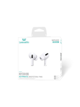Leewello WP-422 In-ear Bluetooth Handsfree Ακουστικά με Θήκη Φόρτισης Λευκά