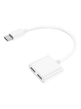 Leewello Μετατροπέας USB-C male σε USB-C / 3.5mm male Λευκό