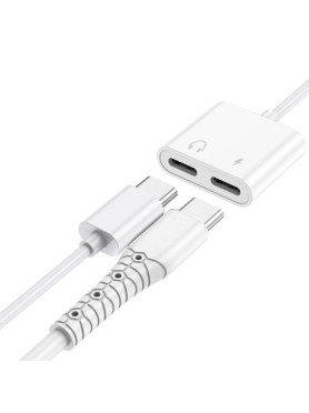 Leewello Μετατροπέας USB-C male σε USB-C / 3.5mm male Λευκό
