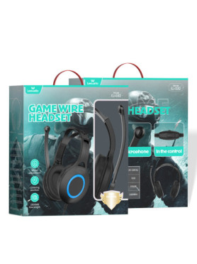 Leewello EJ-032 Over Ear Gaming Headset με σύνδεση 2x3.5mm Μπλε