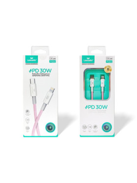 Leewello Lw-218 USB-C to Lightning Cable 30W Ροζ 1m (783208)