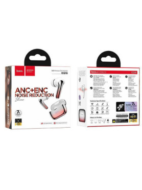 Hoco EQ16 Shine In-ear Bluetooth Handsfree Ακουστικά με Θήκη Φόρτισης Red Glaze
