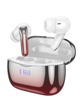 Hoco EQ16 Shine In-ear Bluetooth Handsfree Ακουστικά με Θήκη Φόρτισης Red Glaze