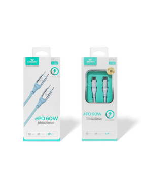 Leewello USB 2.0 Cable USB-C male - USB-C 60W Μπλε 1m (783190)