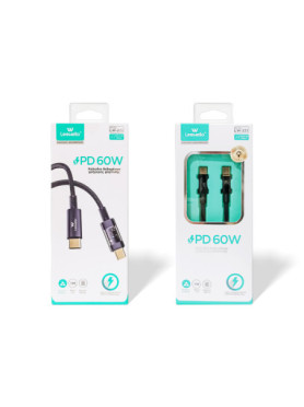 Leewello USB 2.0 Cable USB-C male - USB-C 60W Μαύρο 1m (783212)