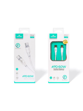 Leewello USB 2.0 Cable USB-C male - USB-C 60W Λευκό 1m (783216)