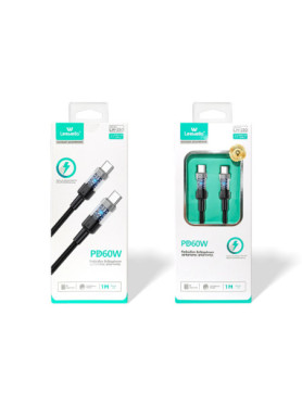 Leewello LW-230 USB 2.0 Cable USB-C male - USB-C 60W Μαύρο 1m (783220-2-ΜΑΥΡΟ)
