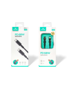 Leewello USB 2.0 Cable USB-C male - USB-C 60W Μαύρο 1m (783222-ΜΑΥΡΟ)