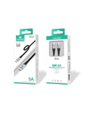 Leewello Lw-204 USB 2.0 Cable USB-C male - USB-C 100W Μαύρο 1.2m