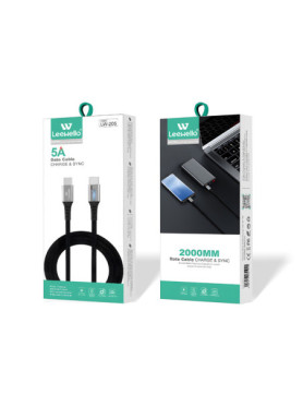 Leewello Lw-205 USB 2.0 Cable USB-C male - USB-C 100W Μαύρο 2m