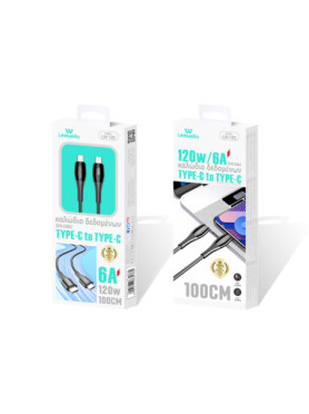 Leewello USB 2.0 Cable USB-C male - USB-C 120W Μαύρο 1m (783176)
