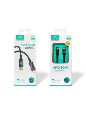 Leewello Lw-221 USB-C to Lightning Cable 30W Μαύρο 1m (783211)