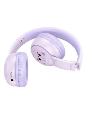 Hoco W60 Rhyme Ασύρματα / Ενσύρματα Παιδικά On Ear Ακουστικά με 28 ώρες Λειτουργίας Μωβ