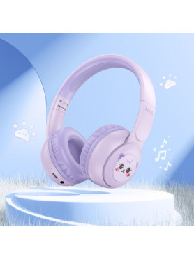 Hoco W60 Rhyme Ασύρματα / Ενσύρματα Παιδικά On Ear Ακουστικά με 28 ώρες Λειτουργίας Μπλε/Ροζ