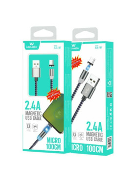 Leewello SJX-181 Magnetic USB 2.0 to micro USB Cable Μαύρο 1m